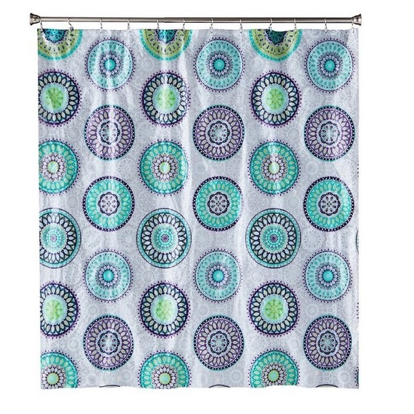 NWT shower curtain boho style + hooks - Picture 1 of 6